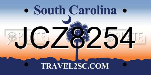 JCZ8254 South Carolina License Plate