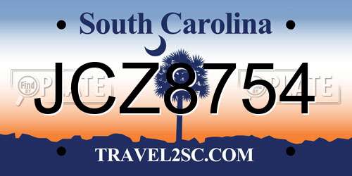JCZ8754 South Carolina License Plate