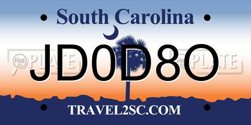 JD0D8O South Carolina License Plate