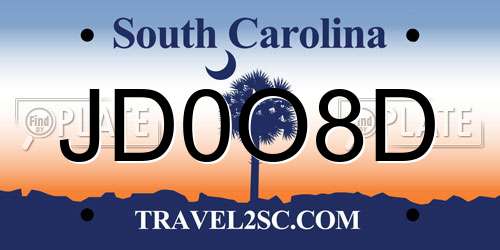 JD0O8D South Carolina License Plate