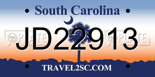 JD22913 South Carolina License Plate