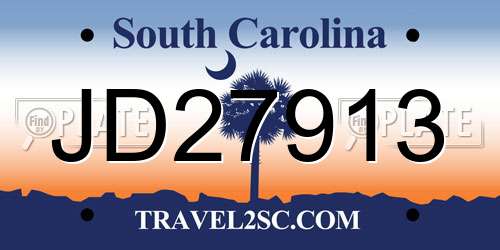 JD27913 South Carolina License Plate