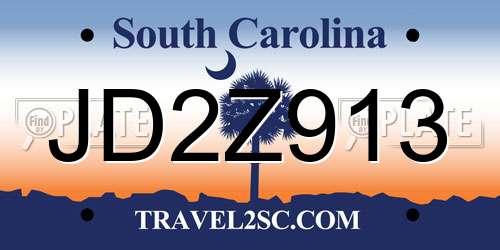 JD2Z913 South Carolina License Plate