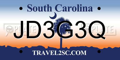 JD3G3Q South Carolina License Plate