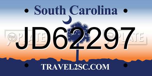 JD62297 South Carolina License Plate