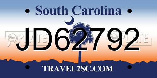 JD62792 South Carolina License Plate