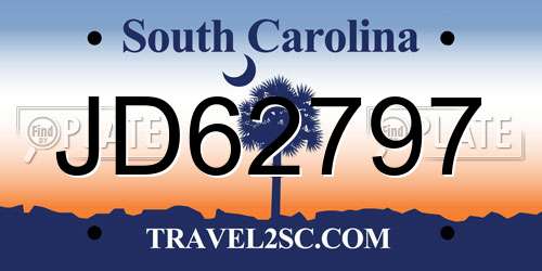 JD62797 South Carolina License Plate