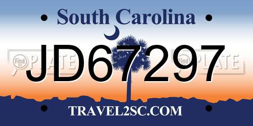 JD67297 South Carolina License Plate