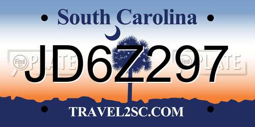 JD6Z297 South Carolina License Plate