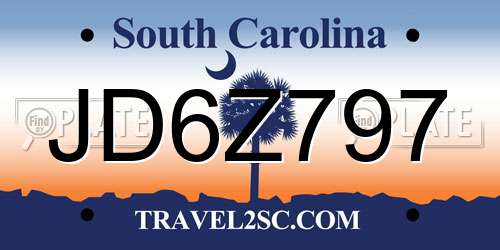 JD6Z797 South Carolina License Plate