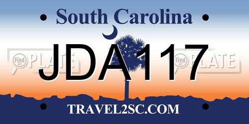 JDA117 South Carolina License Plate