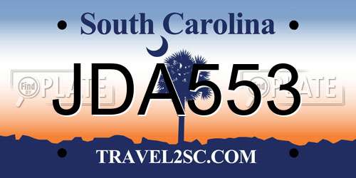 JDA553 South Carolina License Plate