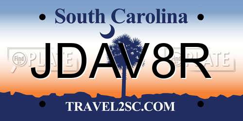 JDAV8R South Carolina License Plate