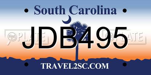 JDB495 South Carolina License Plate