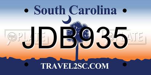 JDB935 South Carolina License Plate