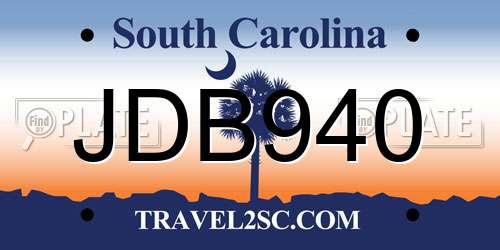 JDB940 South Carolina License Plate