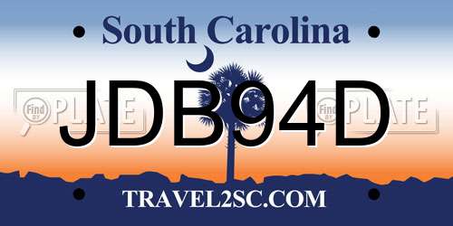 JDB94D South Carolina License Plate