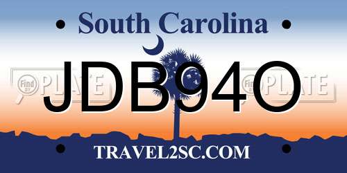 JDB94O South Carolina License Plate