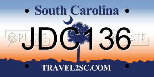 JDC136 South Carolina License Plate