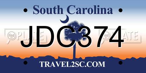 JDC374 South Carolina License Plate