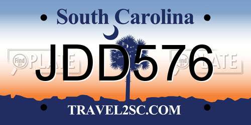 JDD576 South Carolina License Plate