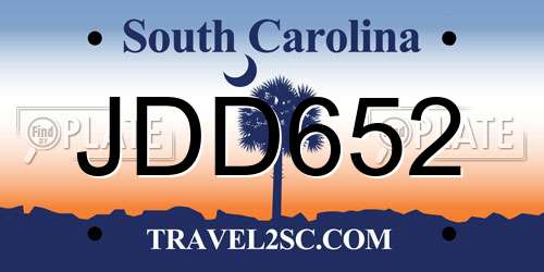 JDD652 South Carolina License Plate