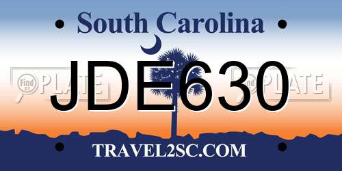 JDE630 South Carolina License Plate