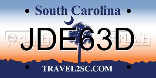 JDE63D South Carolina License Plate
