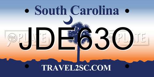 JDE63O South Carolina License Plate