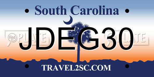 JDEG30 South Carolina License Plate