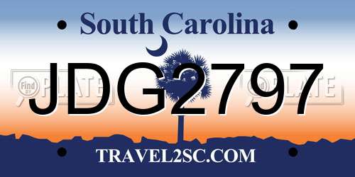 JDG2797 South Carolina License Plate