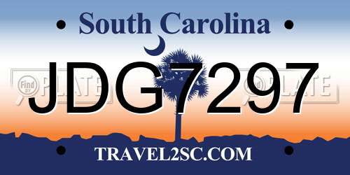 JDG7297 South Carolina License Plate