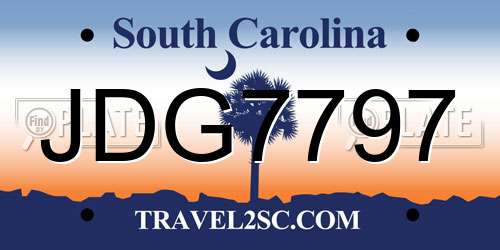 JDG7797 South Carolina License Plate