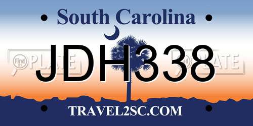 JDH338 South Carolina License Plate