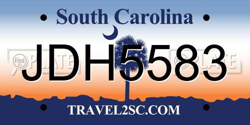 JDH5583 South Carolina License Plate