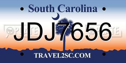JDJ7656 South Carolina License Plate