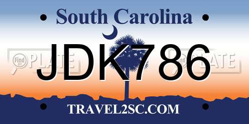 JDK786 South Carolina License Plate