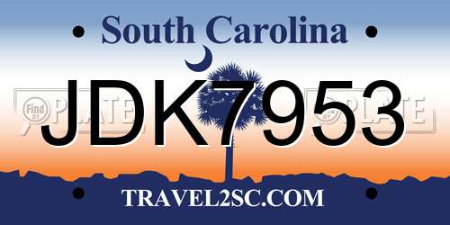 JDK7953 South Carolina License Plate