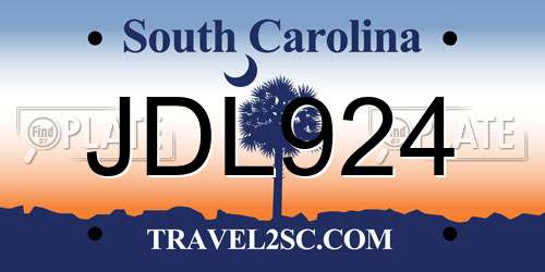 JDL924 South Carolina License Plate