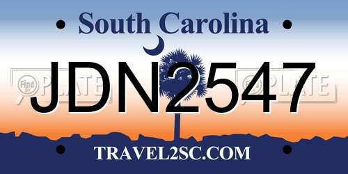 JDN2547 South Carolina License Plate