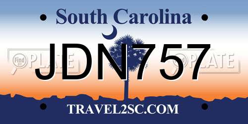 JDN757 South Carolina License Plate