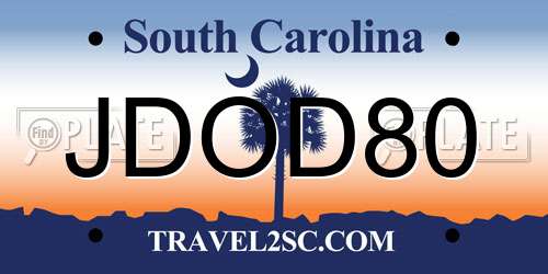 JDOD80 South Carolina License Plate