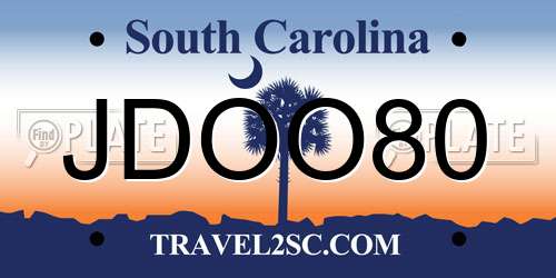 JDOO80 South Carolina License Plate
