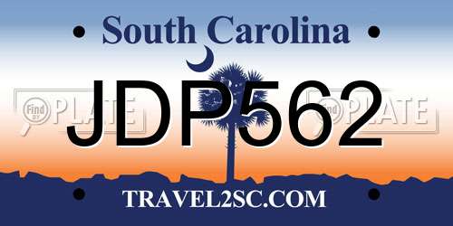 JDP562 South Carolina License Plate