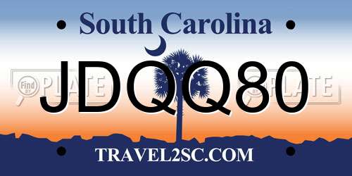 JDQQ80 South Carolina License Plate