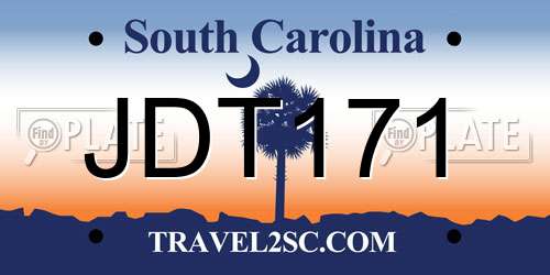 JDT171 South Carolina License Plate