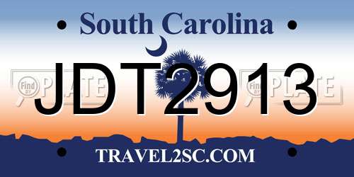 JDT2913 South Carolina License Plate