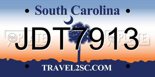 JDT7913 South Carolina License Plate