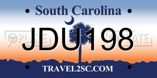JDU198 South Carolina License Plate