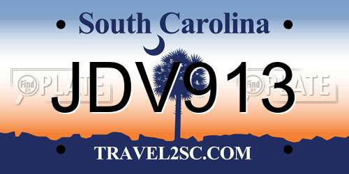 JDV913 South Carolina License Plate